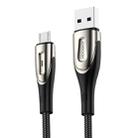 JOYROOM S-M411 Sharp Series 3A Micro USB Interface Charging + Transmission Nylon Braided Data Cable with Drop-shaped Indicator Light, Cable Length: 2m (Black) - 1