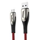 JOYROOM S-M411 Sharp Series 3A Micro USB Interface Charging + Transmission Nylon Braided Data Cable with Drop-shaped Indicator Light, Cable Length: 2m (Red) - 1