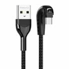 REMAX RC-177a Heymanba II 2.1A USB to USB-C / Type-C 180 Degrees Elbow Zinc Alloy Braided Gaming Data Cable, Cable Length: 1m(Black) - 1