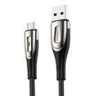 JOYROOM S-M411 Sharp Series 3A Micro USB Interface Charging + Transmission Nylon Braided Data Cable with Drop-shaped Indicator Light, Cable Length: 1.2m(Black) - 1