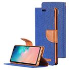 GOOSPERY CANVAS DIARY Canvas Texture Horizontal Flip PU Leather Case for Galaxy S10, with Holder & Card Slots & Wallet (Blue) - 1