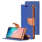 GOOSPERY CANVAS DIARY Canvas Texture Horizontal Flip PU Leather Case for Galaxy S10 Plus, with Holder & Card Slots & Wallet (Blue) - 1