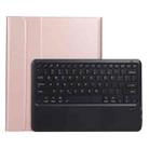 A970-A Splittable Bluetooth Keyboard Leather Tablet Case for Samsung Galaxy Tab S7 / S7 FE T730 / S7+ T970 / T975, with Touchpad & Holder(Rose Gold) - 1