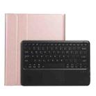 A970B-A Splittable Bluetooth Keyboard Leather Tablet Case for Samsung Galaxy Tab S7 FE T730 T736  & S7+ T970 T975, with Touchpad & Pen Slot & & Holder (Rose Gold) - 1