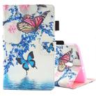 For Galaxy Tab A 8.0  / T380 & T385 Blue and Red Butterflies Pattern Horizontal Flip Leather Case with Holder & Card Slots - 1