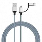 IVON CA52 2.4A USB to Type-C + Micro USB 2 in 1 Charging Sync Data Cable, Length: 1m (Silver) - 1