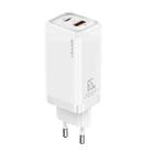 USAMS US-CC153 T47 65W USB-A+USB-C / Type-C Dual Port Super Silicon Fast Charger, EU Plug (White) - 1