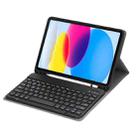 For iPad 10th Gen 10.9 2022 A10B Lambskin Texture Ultra-thin Bluetooth Keyboard Leather Tablet Case with Pen Slot(Black) - 1