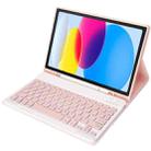 For iPad 10th Gen 10.9 2022 A10B Lambskin Texture Ultra-thin Bluetooth Keyboard Leather Tablet Case with Pen Slot(Pink) - 1