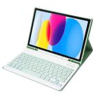 For iPad 10th Gen 10.9 2022 A10B Lambskin Texture Ultra-thin Bluetooth Keyboard Leather Tablet Case with Pen Slot(Green) - 1