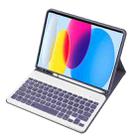 For iPad 10th Gen 10.9 2022 A10B Lambskin Texture Ultra-thin Bluetooth Keyboard Leather Tablet Case with Pen Slot(Purple) - 1