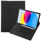 For iPad 10th Gen 10.9 2022 A10B-A Lambskin Texture Bluetooth Touch Keyboard Leather Tablet Case with Pen Slot(Black) - 1