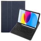 For iPad 10th Gen 10.9 2022 A10B-A Lambskin Texture Bluetooth Touch Keyboard Leather Tablet Case with Pen Slot(Dark Blue) - 1