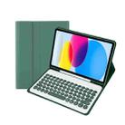 For iPad 10th Gen 10.9 2022 YA10B Lambskin Texture Bluetooth Keyboard Leather Tablet Case with Pen Slot (Dark Green) - 1