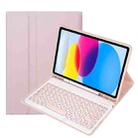 For iPad 10th Gen 10.9 2022 YA10B Lambskin Texture Bluetooth Keyboard Leather Tablet Case with Pen Slot (Pink) - 1