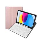 For iPad 10th Gen 10.9 2022 YA10B Lambskin Texture Bluetooth Keyboard Leather Tablet Case with Pen Slot(Rose Gold) - 1