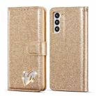 For Samsung Galaxy S21+ 5G Glitter Powder Love Leather Phone Case(Gold) - 1