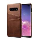 Suteni Calf Texture Protective Case for Galaxy S10 Plus, with Card Slots (Coffee) - 1