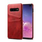 Suteni Calf Texture Protective Case for Galaxy S10 Plus, with Card Slots (Red) - 1