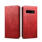 Suteni Calf Texture Horizontal Flip Leather Case for Galaxy S10, with Holder & Card Slots & Wallet (Red) - 1
