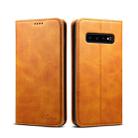 Suteni Calf Texture Horizontal Flip Leather Case for Galaxy S10, with Holder & Card Slots & Wallet (Brown) - 1