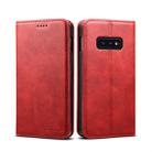 Suteni Calf Texture Horizontal Flip Leather Case for Galaxy S10 E, with Holder & Card Slots & Wallet(Red) - 1