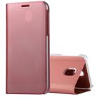 For Galaxy J3 (2017) (EU Version) Electroplating Mirror Horizontal Flip Leather Case with Holder (Rose Gold) - 1
