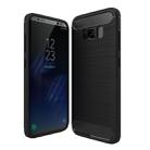 For Galaxy S8 Brushed Carbon Fiber Texture Shockproof TPU Protective Cover Case (Black) - 1