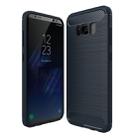 For Galaxy S8 Brushed Carbon Fiber Texture Shockproof TPU Protective Cover Case (Dark Blue) - 1