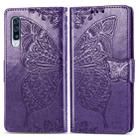 Butterfly Love Flowers Embossing Horizontal Flip Leather Case for Galaxy A70, with Holder & Card Slots & Wallet & Lanyard (Dark Purple) - 1
