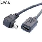 3 PCS LY-U3X097 Micro USB 5 Pin Upper Elbow Male to USB-C / Type-C Female Charging Data Cable, Cable Length: 27cm - 1