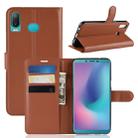 Litchi Texture Horizontal Flip Leather Case for Galaxy A6S, with Holder & Card Slots & Wallet(Brown) - 1