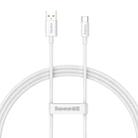 Baseus P10320102214-01 100W USB to USB-C / Type-C Fast Charging Data Cable, Length: 1m(White) - 1