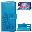 Lucky Clover Pressed Flowers Pattern Leather Case for Galaxy A40, with Holder & Card Slots & Wallet & Hand Strap (Blue) - 1