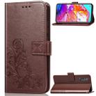 Lucky Clover Pressed Flowers Pattern Leather Case for Galaxy A70, with Holder & Card Slots & Wallet & Hand Strap (Brown) - 1