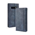 Magnetic Buckle Retro Crazy Horse Texture Horizontal Flip Leather Case for Galaxy S10 (5G), with Holder & Card Slots & Photo Frame(Blue) - 1