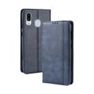Magnetic Buckle Retro Crazy Horse Texture Horizontal Flip Leather Case for Galaxy A20/A30, with Holder & Card Slots & Photo Frame(Blue) - 1