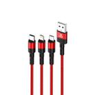 Teclast 1.0m 3 in 1 USB A + Type-C to 8 Pin Data Sync Charge Cable(Red) - 1