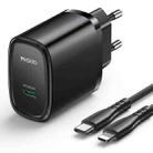 Yesido YC57BL PD 20W USB-C / Type-C Port Quick Charger with Type-C to 8 Pin Cable, EU Plug (Black) - 1