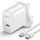 Yesido YC76C PD 20W USB-C / Type-C Port Quick Charger with Type-C to Type-C Cable, UK Plug (White) - 1