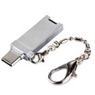 Mini Aluminum Alloy USB 2.0 Female to USB-C / Type-C Male Port Connector Adapter with Chain(Grey) - 1