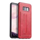 Fierre Shann Full Coverage Protective Leather Case for Galaxy S8,  with Holder & Card Slot(Red) - 1