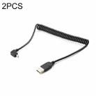 2 PCS USB Male to Micro USB 5 Pin Upper Elbow Male Spring Charging Data Cable, Cable Length: 1.5m - 1