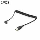 2 PCS USB Male to Micro USB 5 Pin Right Elbow Male Spring Charging Data Cable, Cable Length: 1.5m - 1