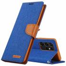For Samsung Galaxy S21 Ultra 5G GOOSPERY CANVAS DIARY Canvas Texture Horizontal Flip PU Leather Case with Holder & Card Slots & Wallet(Blue) - 1