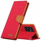 For Samsung Galaxy S21 Ultra 5G GOOSPERY CANVAS DIARY Canvas Texture Horizontal Flip PU Leather Case with Holder & Card Slots & Wallet(Red) - 1