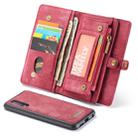 CaseMe-008 Detachable Multifunctional Retro Frosted Horizontal Flip Leather Case for Galaxy A50, with Card Slot & Holder & Zipper Wallet & Photo Frame(Red) - 1