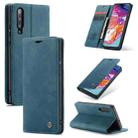 CaseMe-013 Multifunctional Retro Frosted Horizontal Flip Leather Case for Galaxy A70, with Card Slot & Holder & Zipper Wallet & Photo Frame(Blue) - 1