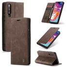 CaseMe-013 Multifunctional Retro Frosted Horizontal Flip Leather Case for Galaxy A70, with Card Slot & Holder & Zipper Wallet & Photo Frame(Coffee) - 1