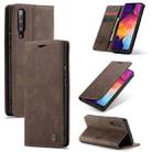 CaseMe-013 Multifunctional Retro Frosted Horizontal Flip Leather Case for Galaxy A30S / A50S / A50, with Card Slot & Holder & Zipper Wallet & Photo Frame(Coffee) - 1